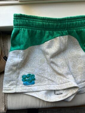 Nike Teal Green and Cream Lined Athletic Shorts